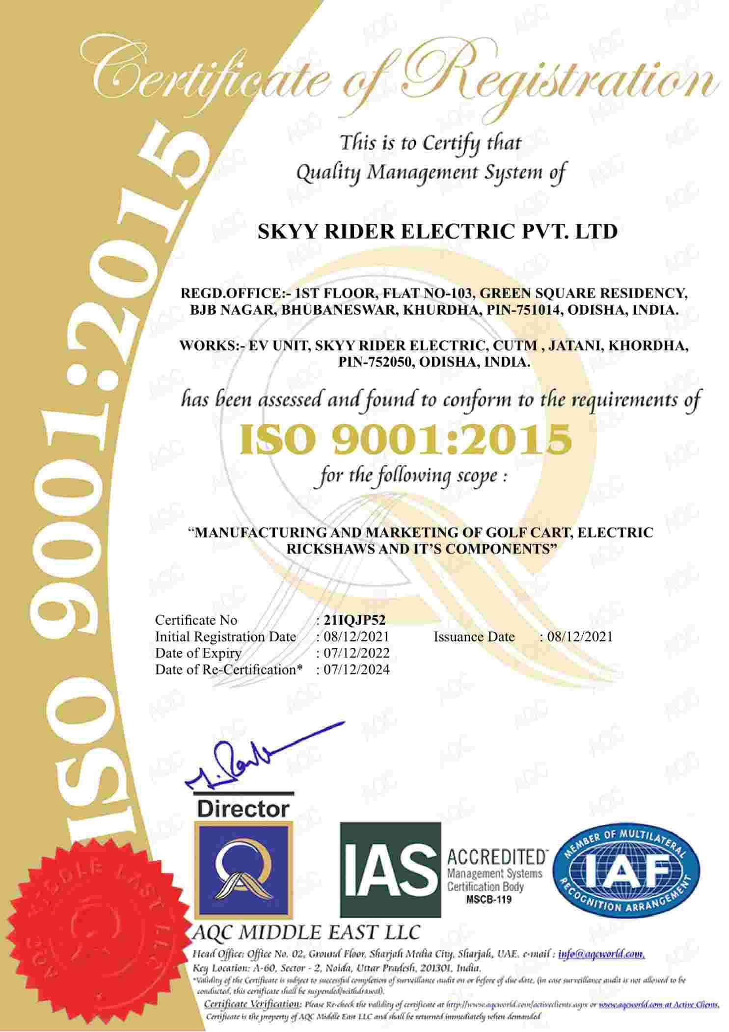 Skyy Rider ISO 9001:2015