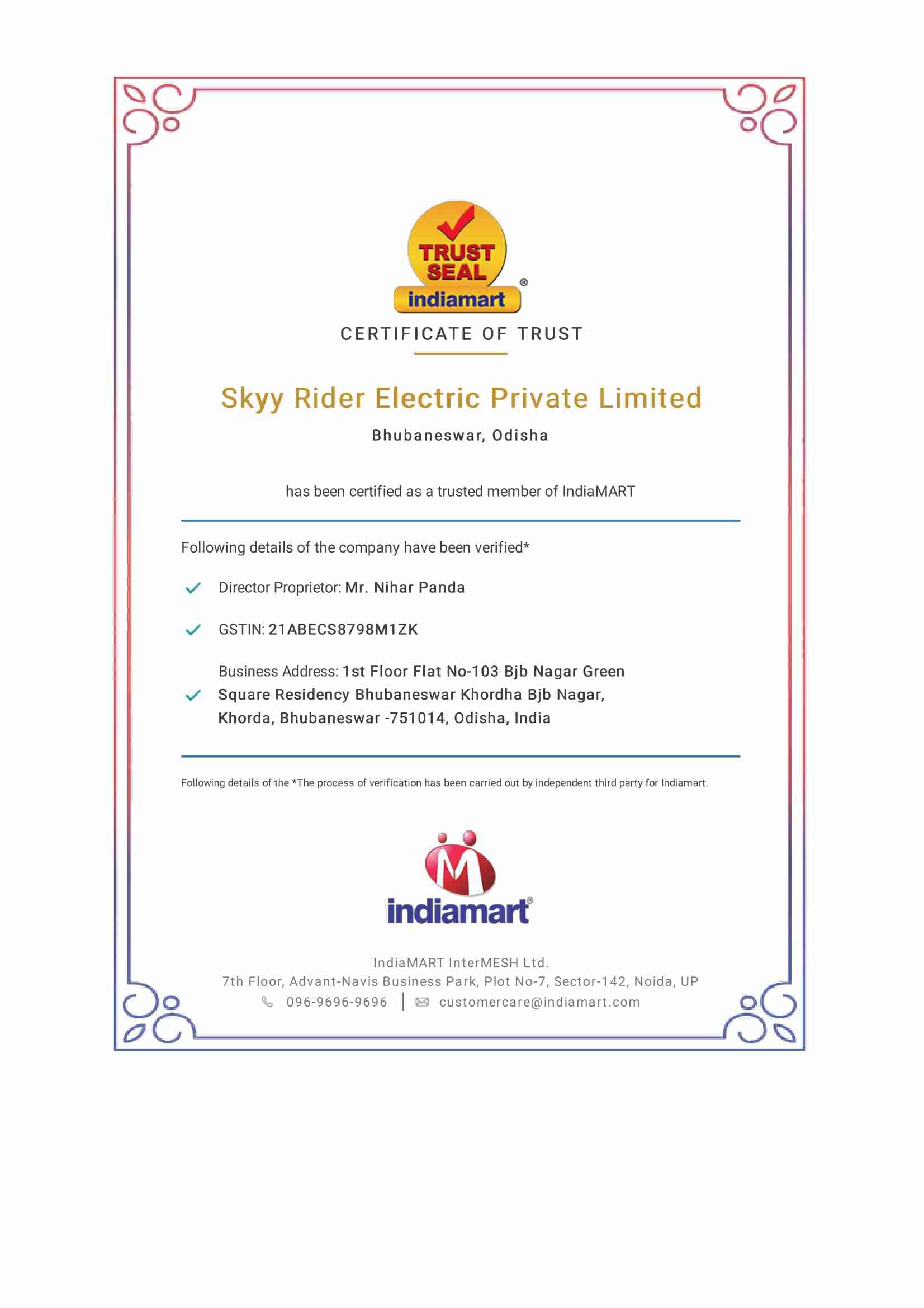 Skyy Rider Safety Cert