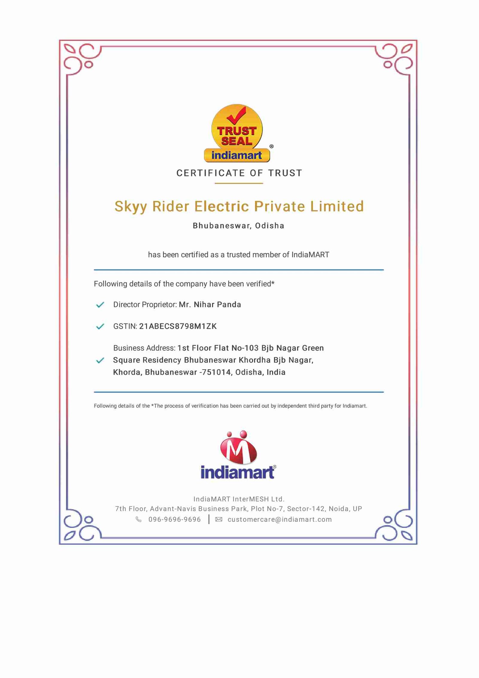 Skyy Rider Safety Cert